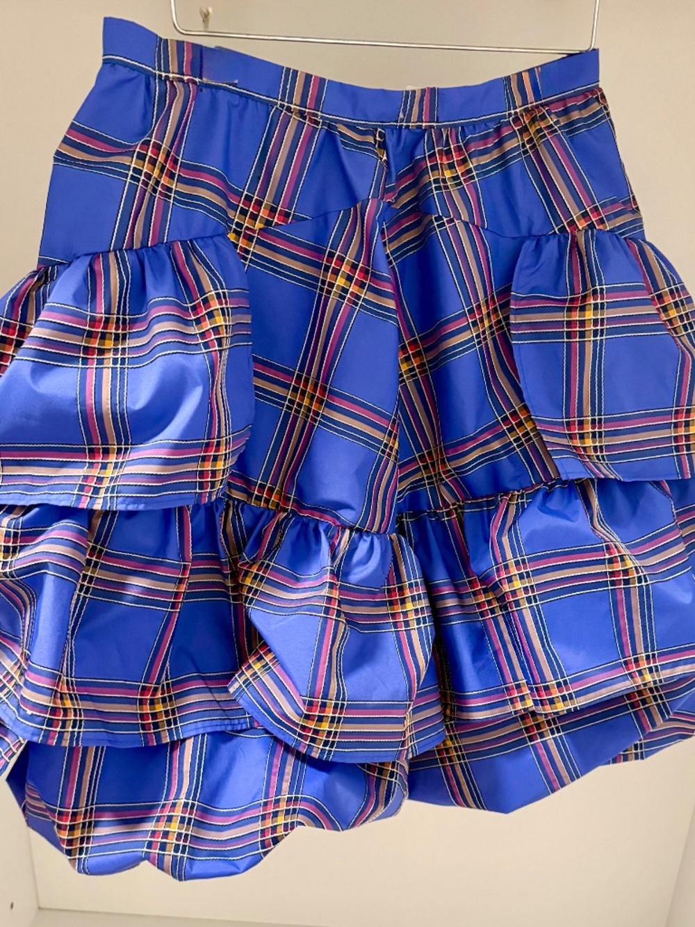 Maeve Blue Plaid Tiered A-Line Skirt 6 NWT